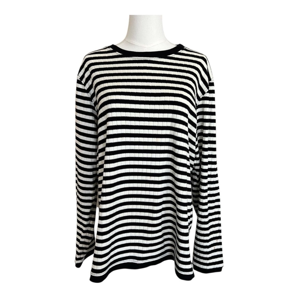 Black and White Striped Long Sleeve Top